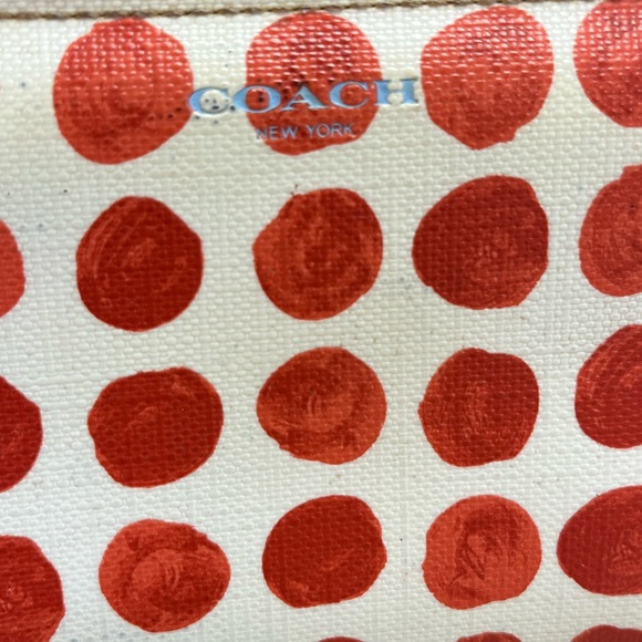 Coach Red and Cream Polka Dot Vintage Wallet EUC - Picture 2 of 12